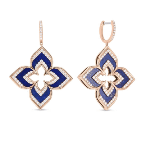 Venetian Princess Earrings with Diamonds and Lapis