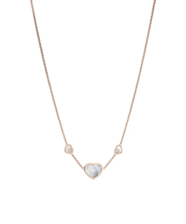 Happy Hearts Necklace, Ethical Rose Gold, Diamonds