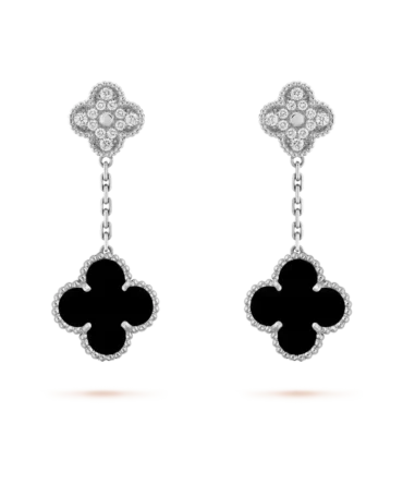 Magic Alhambra Earrings, 2 Motif, Diamonds