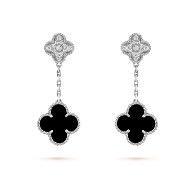 Magic Alhambra Earrings, 2 Motif, Diamonds