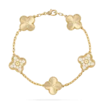 Vintage Alhambra Bracelet, 5 Motifs (Yellow Gold, Diamond)