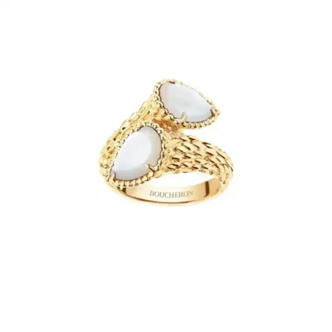 Serpent Bohème Ring with Two Stones, S Motif