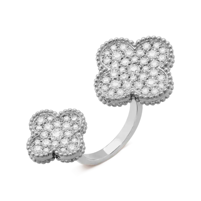 Magic Alhambra Between the Finger Ring (White Gold, Diamond)