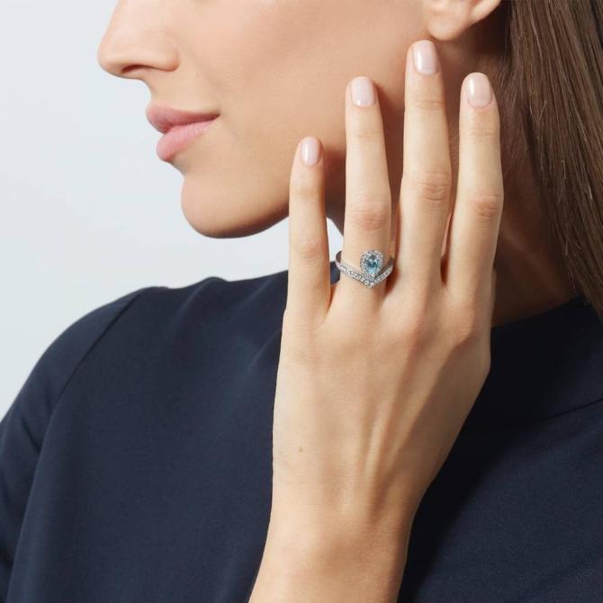 Joséphine Aigrette Ring White Gold, Aquamarine, Diamonds