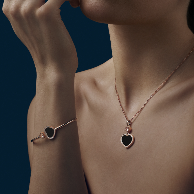 Happy Hearts Bangle, Ethical Rose Gold, Diamonds