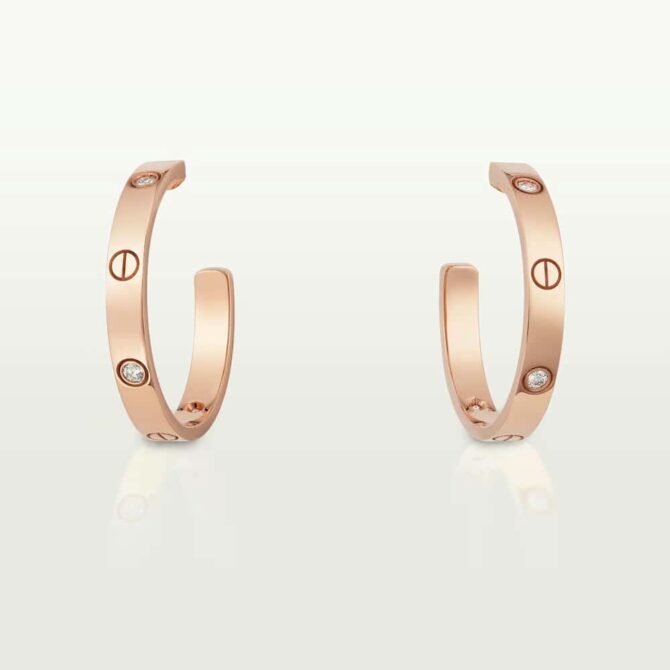 Love Hoop Earrings, Medium Model, 6 Diamonds