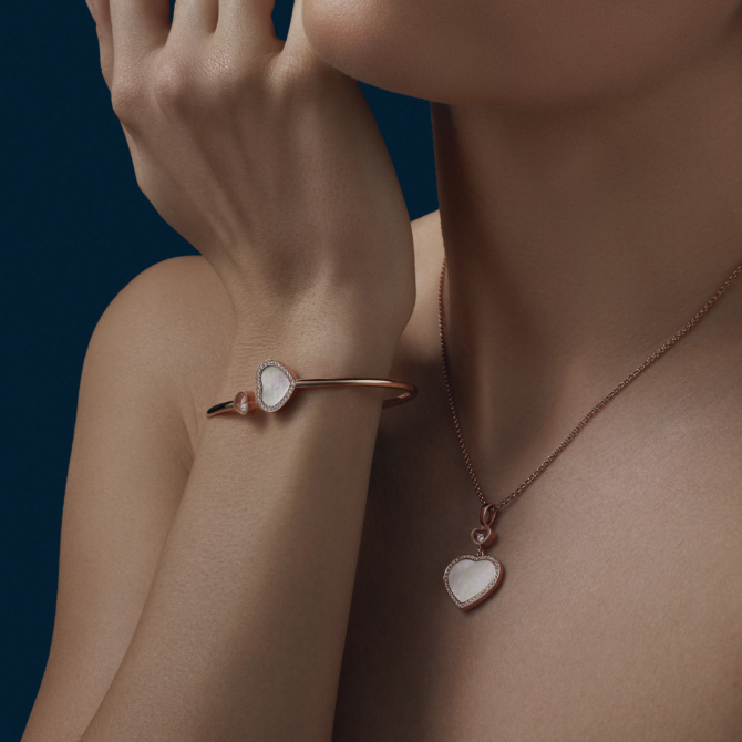 Happy Hearts Bangle, Ethical Rose Gold, Diamonds