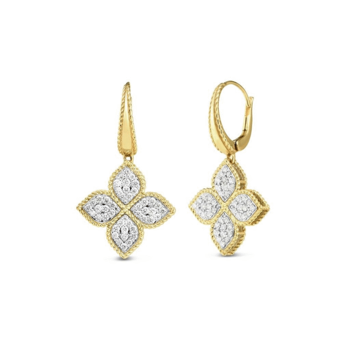 Princess Flower Earrings with Diamonds
