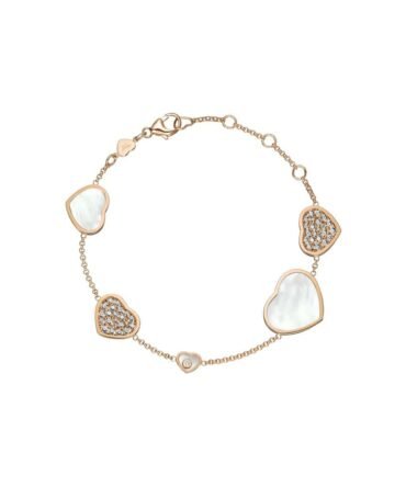 Happy Hearts Bracelet, Ethical Rose Gold, Diamond, Mother-of-pearl