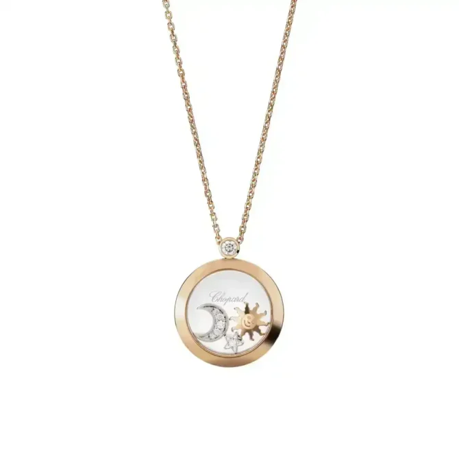 Happy Sun, Moon and Stars Pendant, Diamonds