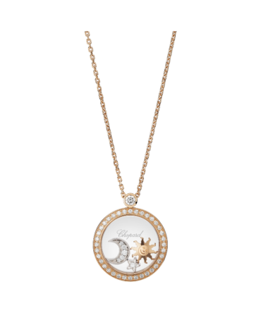 Happy Sun, Moon and Stars Pendant, Diamonds Necklace