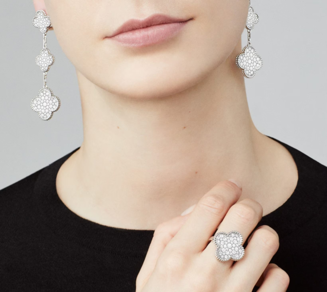 Magic Alhambra Earrings, 3 Motifs (Diamond)