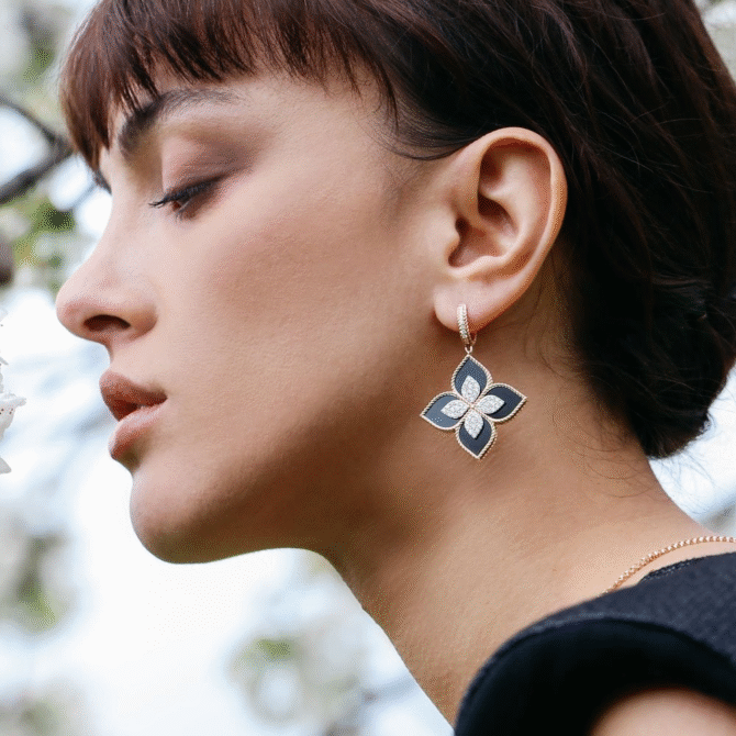 Princess Flower Earring with Diamonds