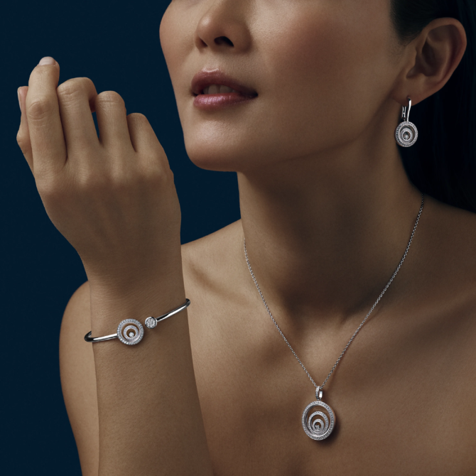 Happy Spirit Earrings, Ethical White Gold, Diamonds