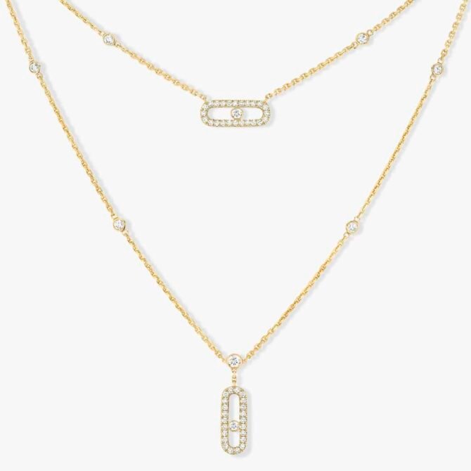 Move Uno 2 Rows Pavé Necklace