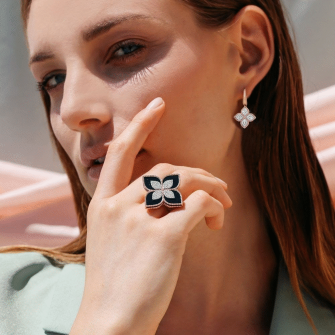 Princess Flower Earrings with Diamonds