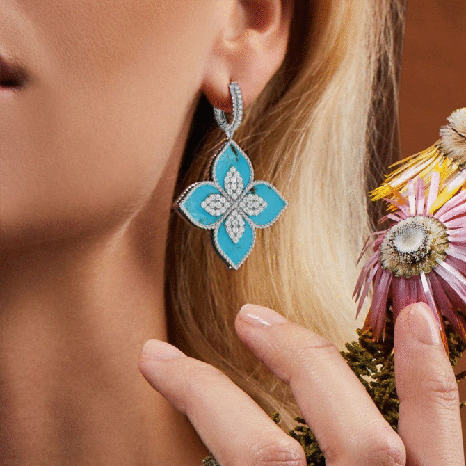 Princess Flower Earring with Diamonds