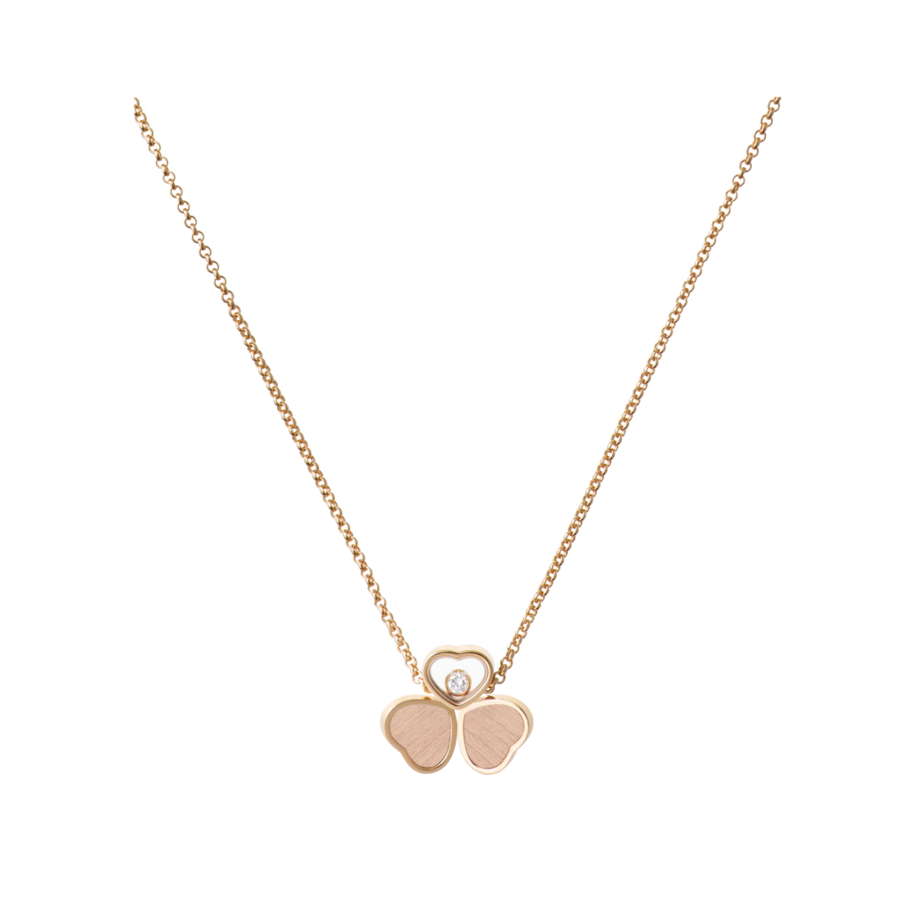 Happy Hearts Wings Necklace, Ethical Rose Gold, Diamond