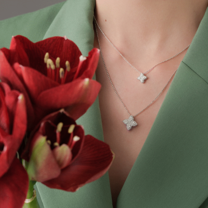 Princess Flower Pendant with Diamonds