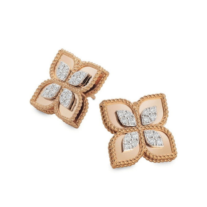 Princess Flower Earrings with Diamonds