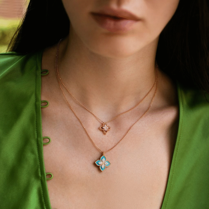 Princess Flower Pendant with Diamonds