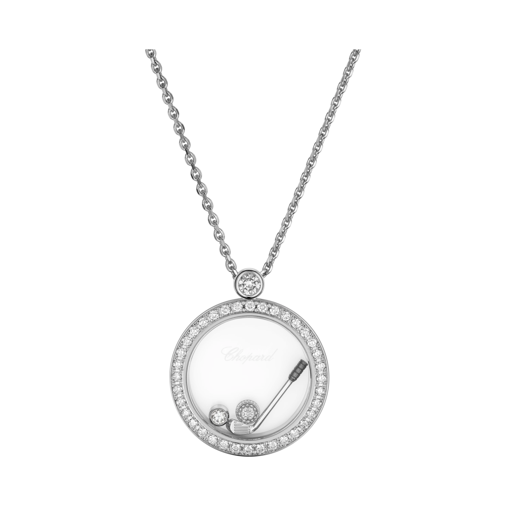 Happy Golf Pendant, Ethical White Gold, Diamonds