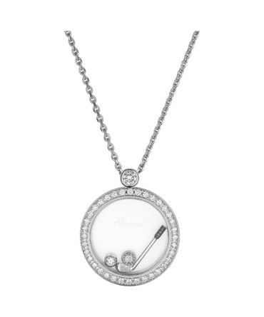 Happy Golf Pendant, Ethical White Gold, Diamonds