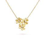Frivol Necklace, 3 Flowers, Mini Model ( Yellow Gold, Diamonds )