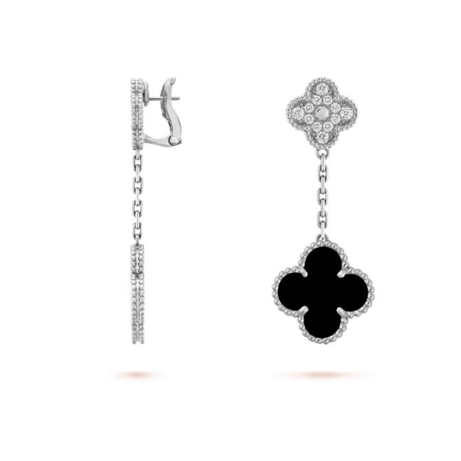 Magic Alhambra Earrings, 2 Motif, Diamonds