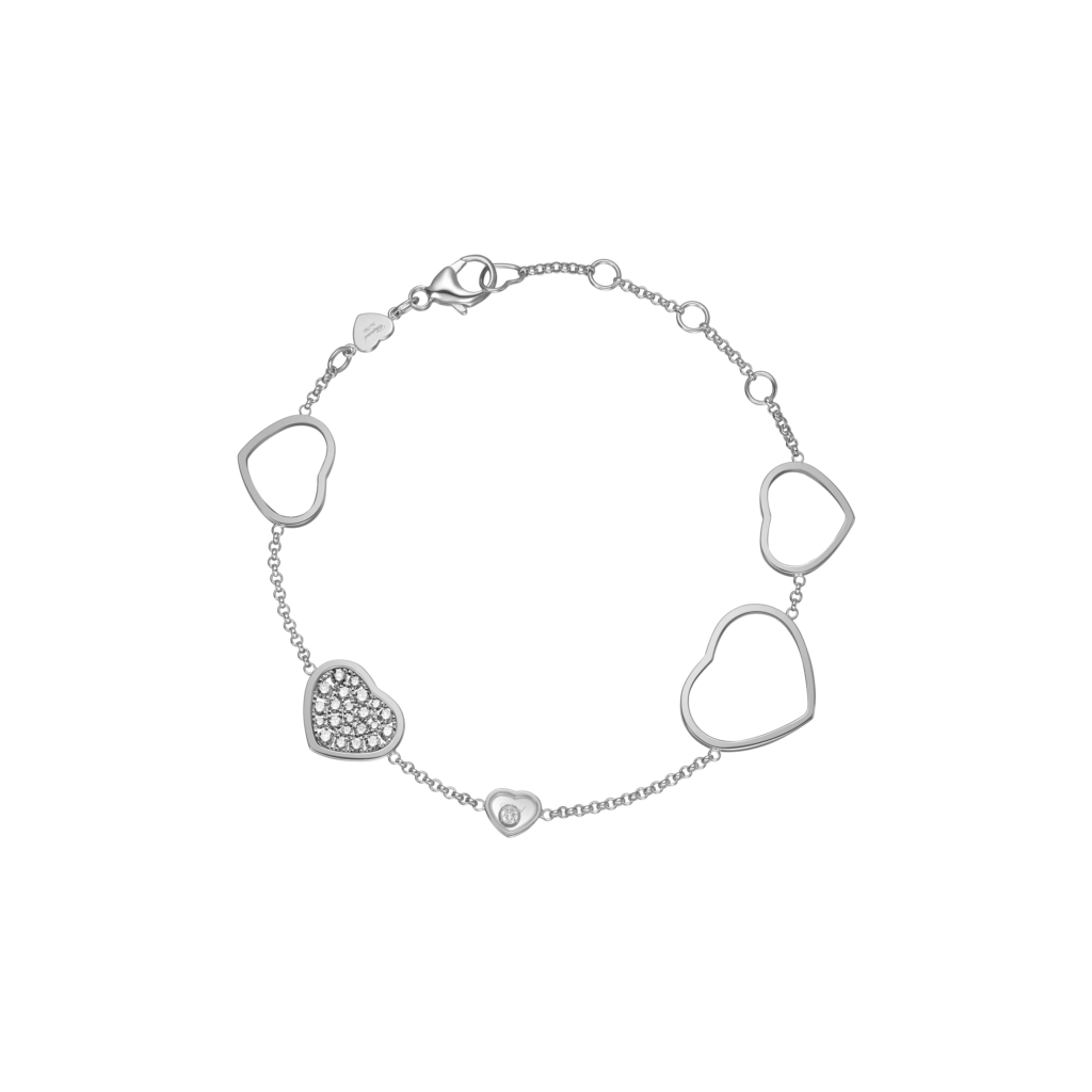 Happy Hearts Bracelet, Ethical White Gold, Diamonds