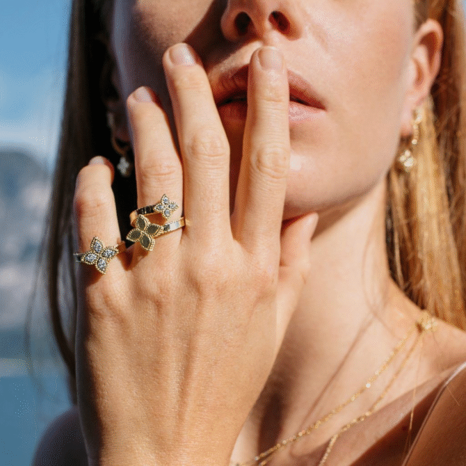 Princess Flower Ring with Diamonds
