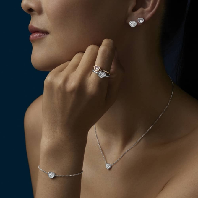 My Happy Hearts Single Earring, White Gold, Diamonds
