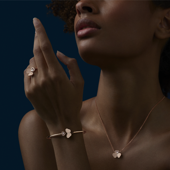 Happy Hearts Wings Bangle, Ethical Rose Gold, Diamond