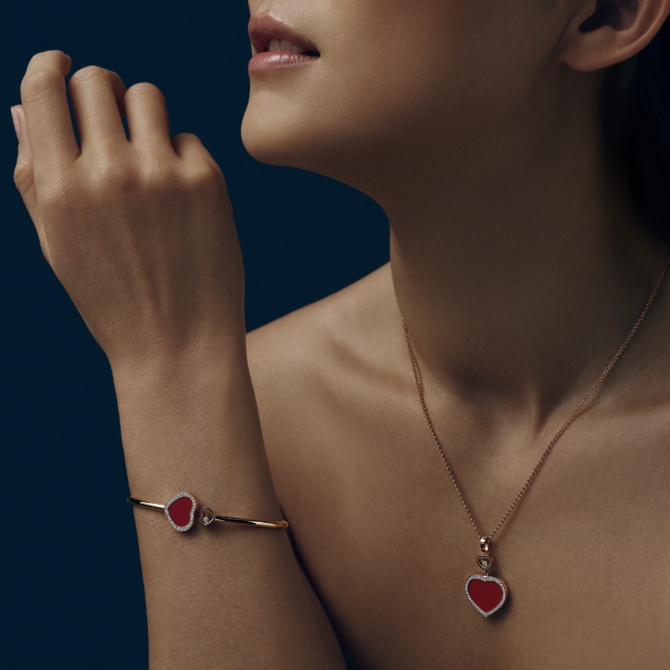 Happy Hearts Bangle, Ethical Rose Gold, Diamonds