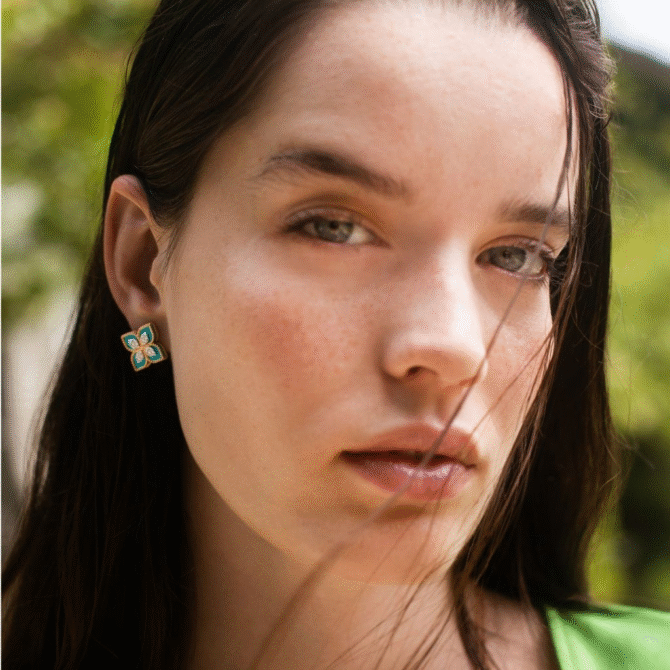 Princess Flower Earring with Diamonds