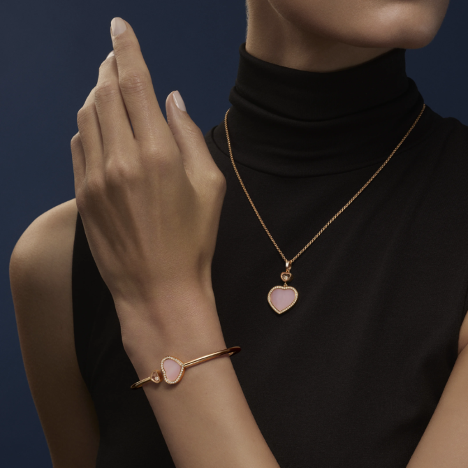 Happy Hearts Bangle, Ethical Rose Gold, Diamonds