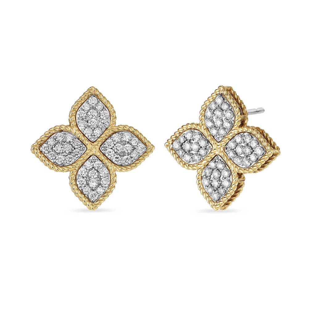 Princess Flower Earrings with Diamonds