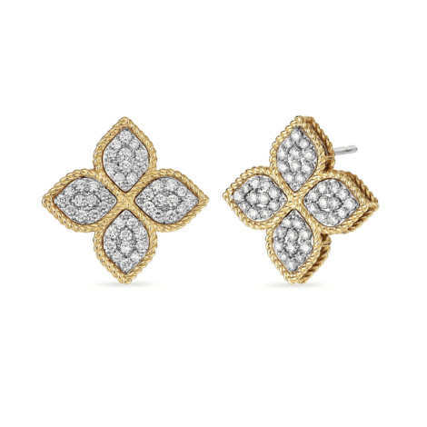 Princess Flower Earrings with Diamonds