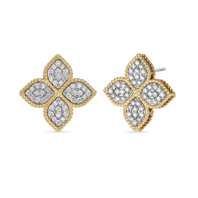 Princess Flower Earrings with Diamonds