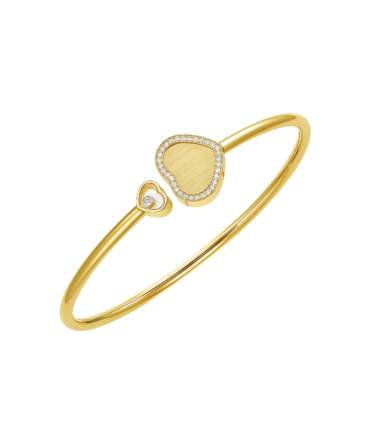 Happy Hearts Golden Hearts Bangle, Ethical Yellow Gold, Diamonds