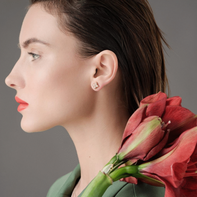 Princess Flower Diamond Earrings