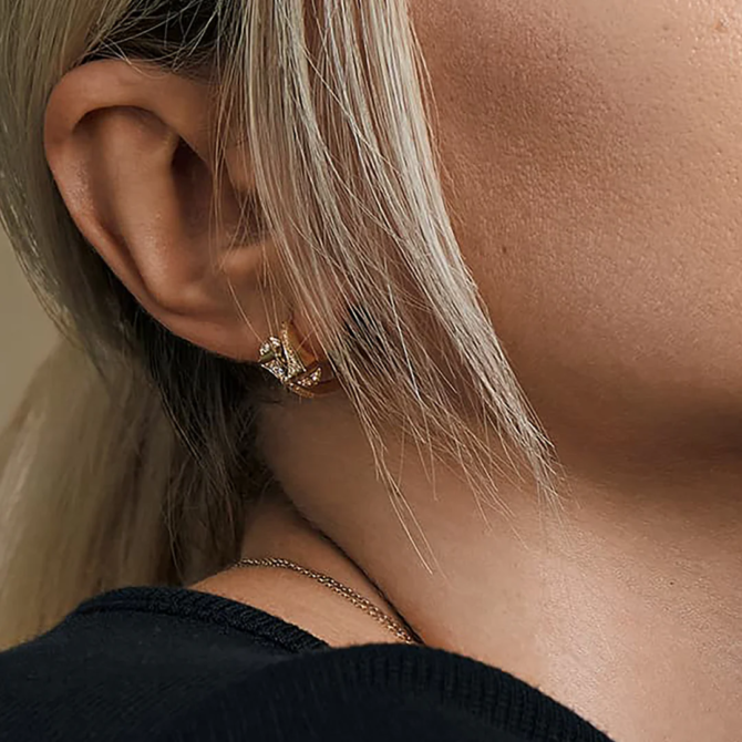 Cleo Full Diamond Huggie Earrings