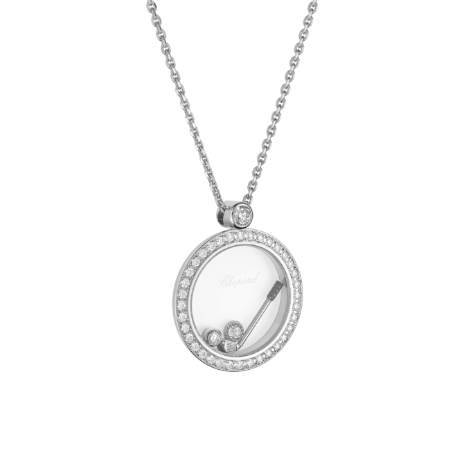 Happy Golf Pendant, Ethical White Gold, Diamonds