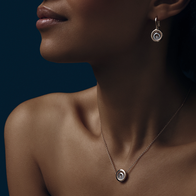 Happy Spirit Necklace, Ethical Rose Gold, Ethical White Gold, Diamond
