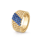 Perlée Couleurs Ring, 5 Rows (Yellow Gold, Sapphire)