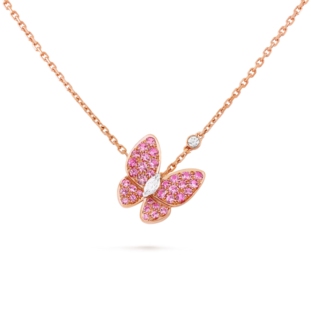 Two Butterfly Pendant (Rose gold, Diamond)