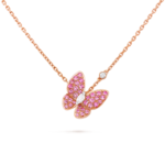 Two Butterfly Pendant (Rose gold, Diamond)