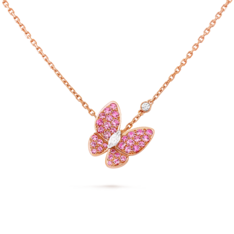 Two Butterfly Pendant (Rose gold, Diamond)