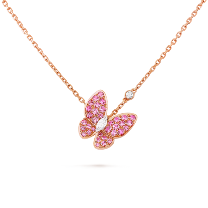 Two Butterfly Pendant (Rose gold, Diamond)