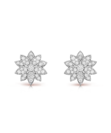 Lotus Earrings, Small Model (White Gold, Diamond)